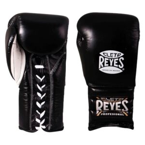 CLETO REYES GUANTE DE BOXEO DE CUERO GENUINO DE CORDONES/ NEGRO 12-18 ONZ
