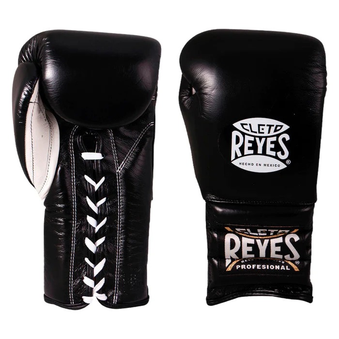 CLETO REYES GUANTE DE BOXEO DE CUERO GENUINO DE CORDONES/ NEGRO 12-18 ONZ