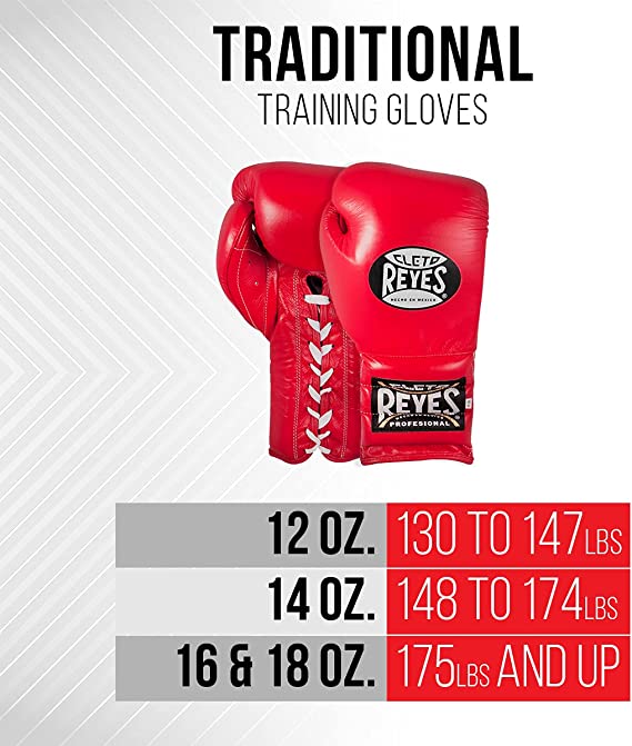 CLETO REYES GUANTE DE BOXEO SPARRING CUERO GENUINO DE CORDONES/ ROJO 12-18 ONZ - Imagen 2